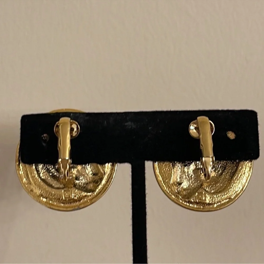 Gold Panther Stud clip on Earrings